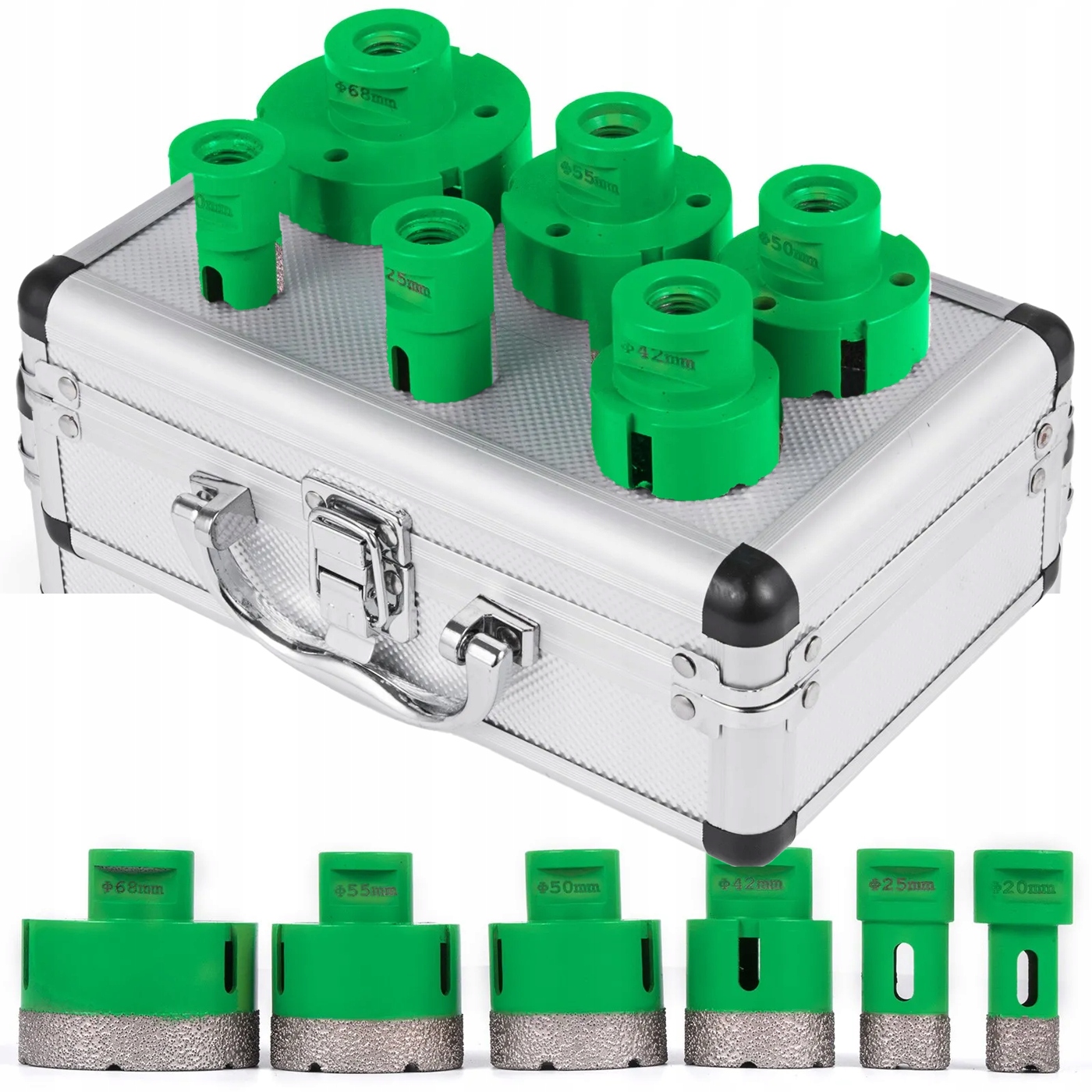 Sada diamantových děrovaček M14 20-68 mm Korunky na žulu a žulu 6 Ks