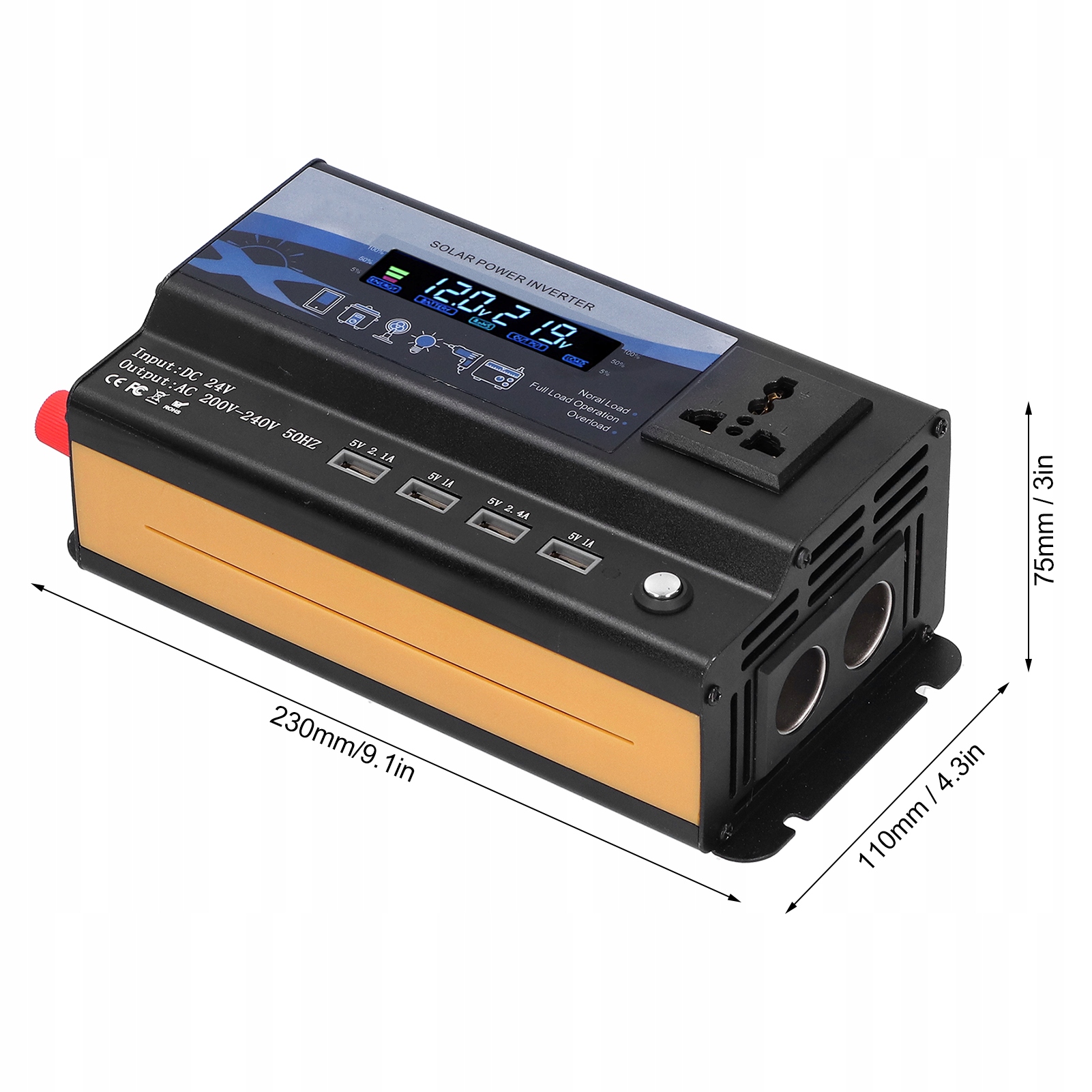 PRZETWORNICA NAPIĘCIA SAMOCHODOWA 24V 240V 4000W Moc użytkowa 660 W