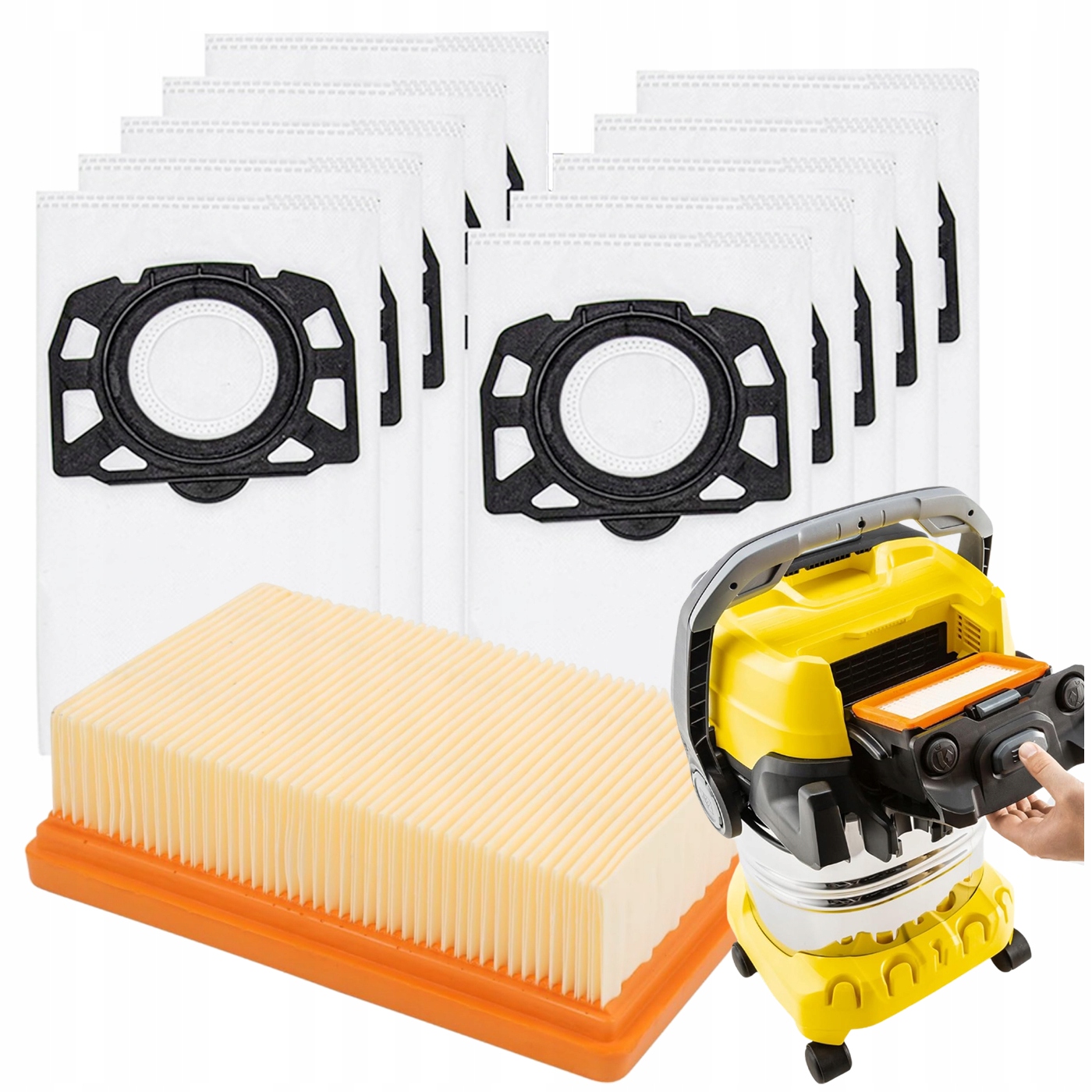 10x Worek do Odkurzacza Karcher WD4 WD5 WD6 MV4 MV5 MV6 Wzmacniany Filtr