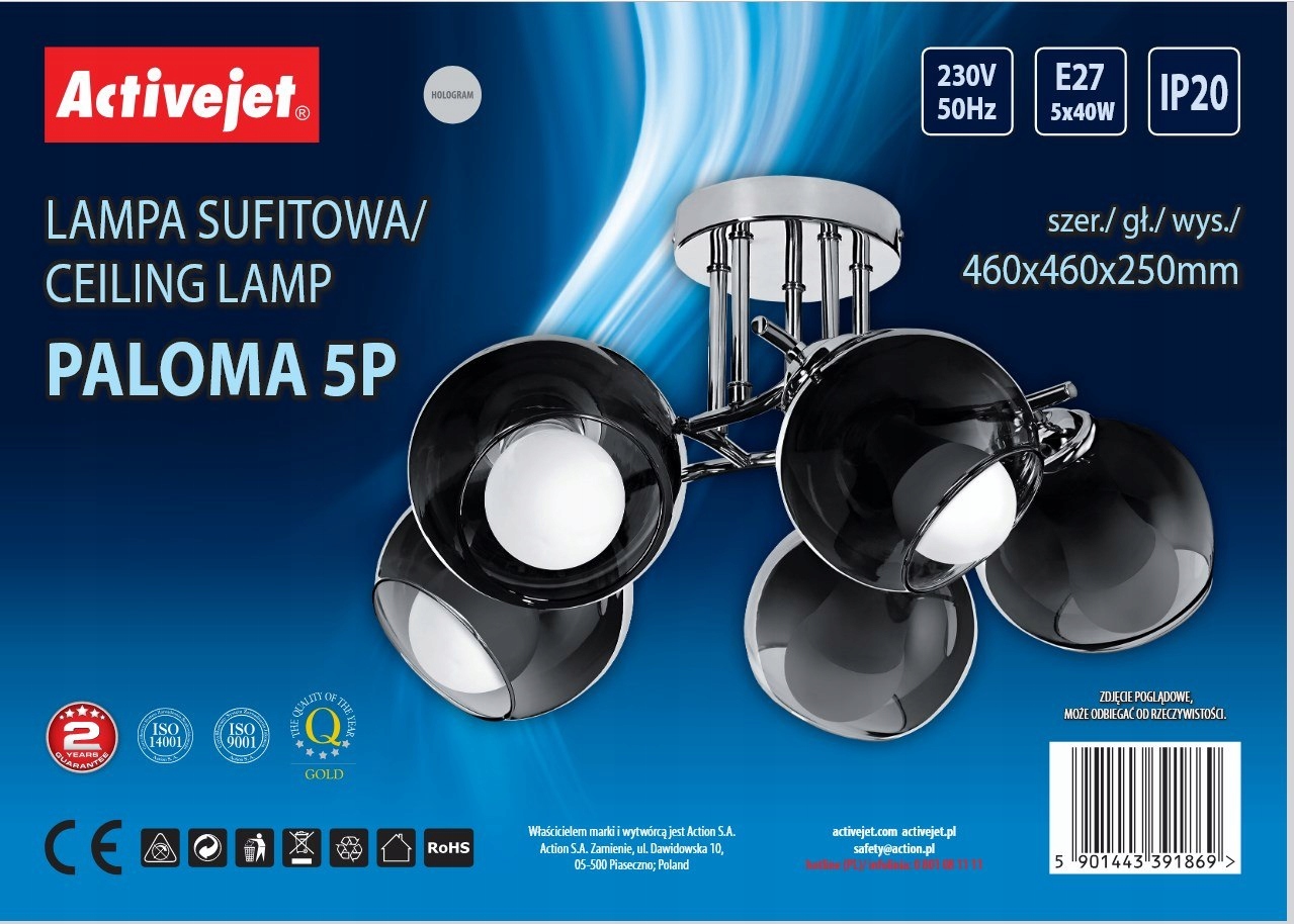 Závesná lampa Activejet Aje-paloma 5P E27 5x40W