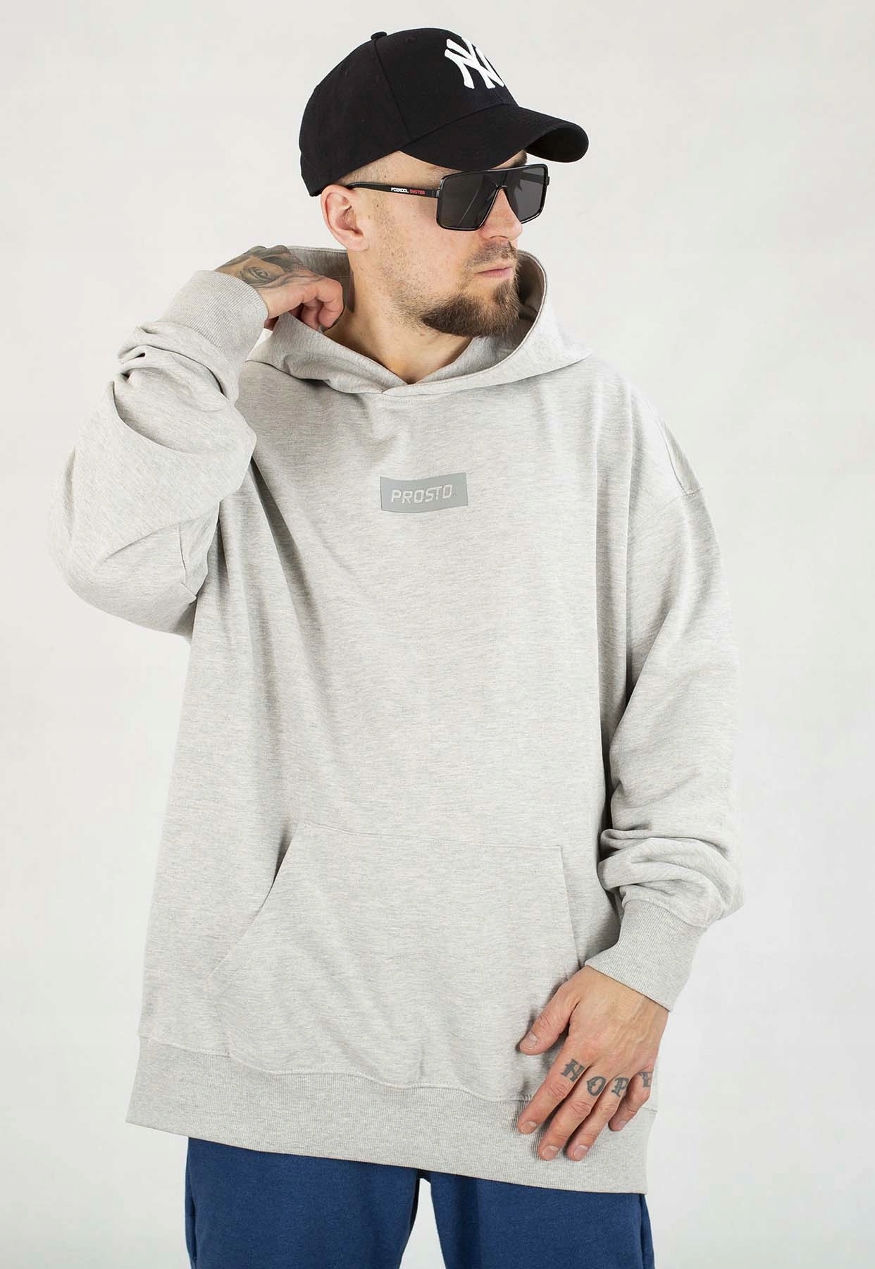 mikina s kapucí Prosto Box, šedá