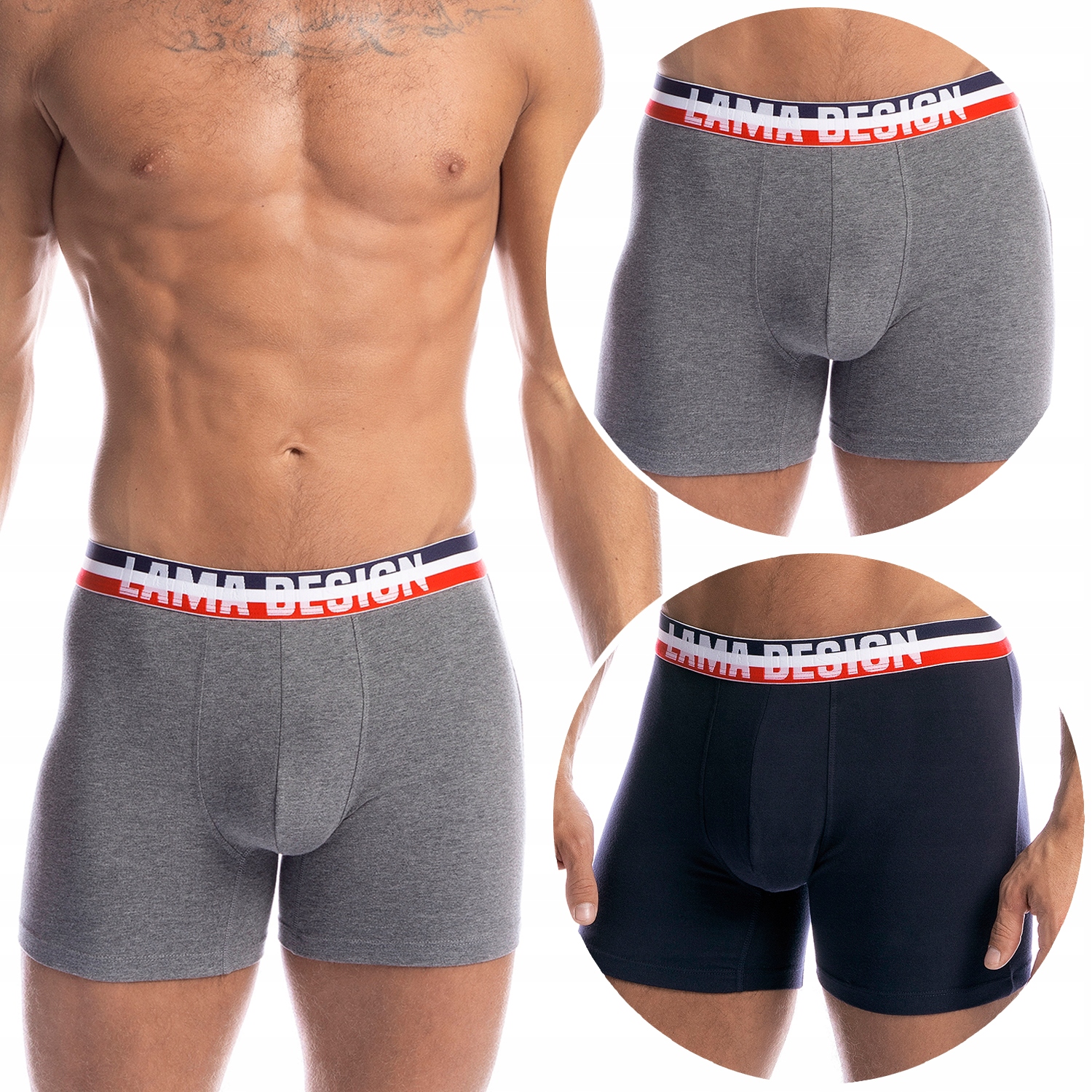 Pánské boxerky s dlouhou nohavicí, 2 Páry, bavlněné, Lama L