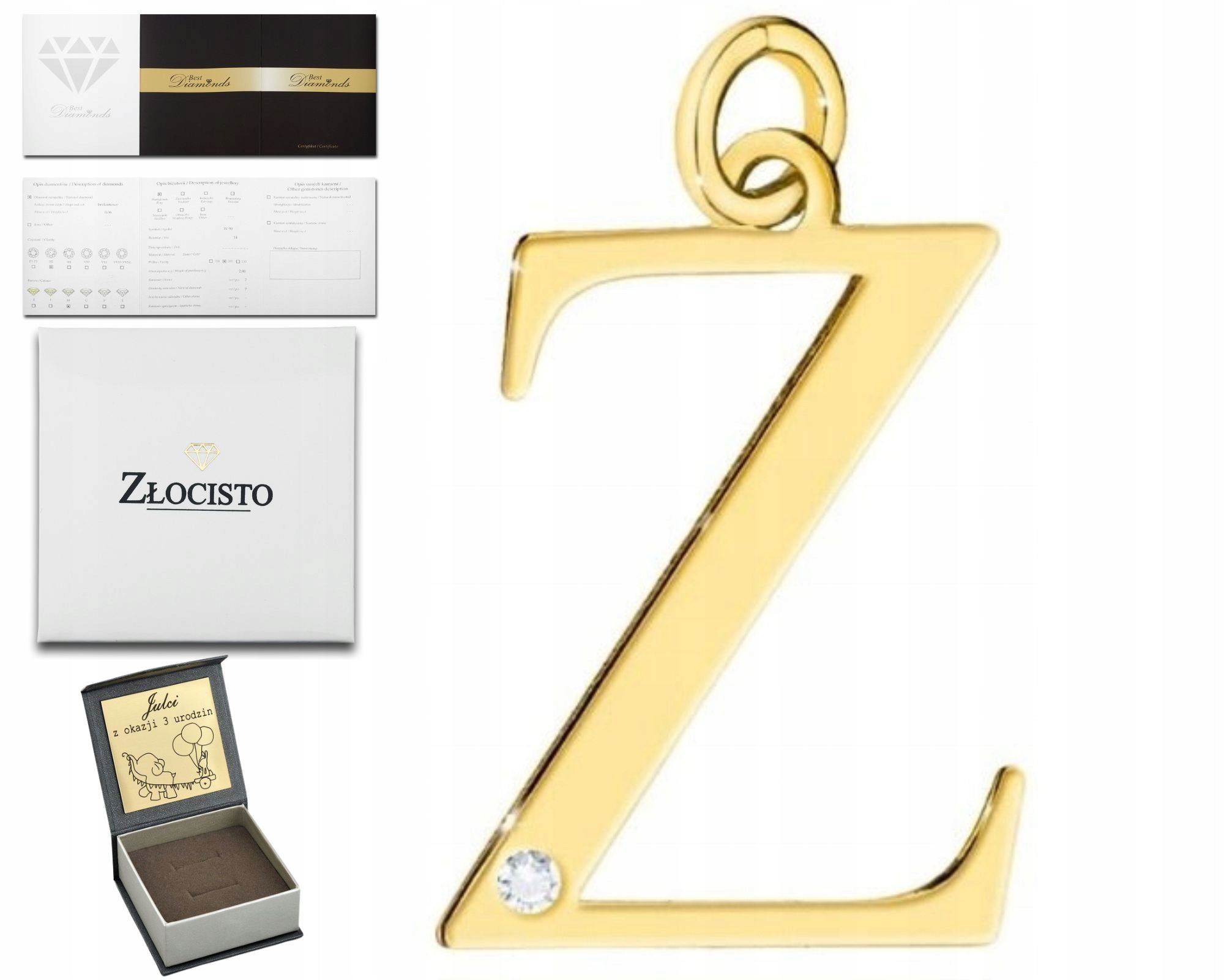 Zlatý Přívěsek Malé Písmenko S Briliantem 585 Gravírování