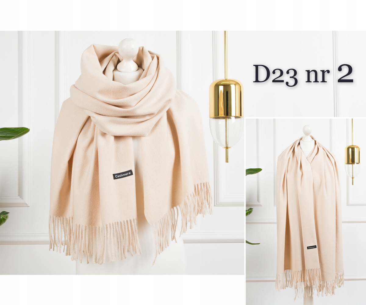 KASZMIROWY MODNY SZALIK CZEKOLADOWY BRĄZ ELEGANCKI CIEPŁY SZAL Marka Fanabella