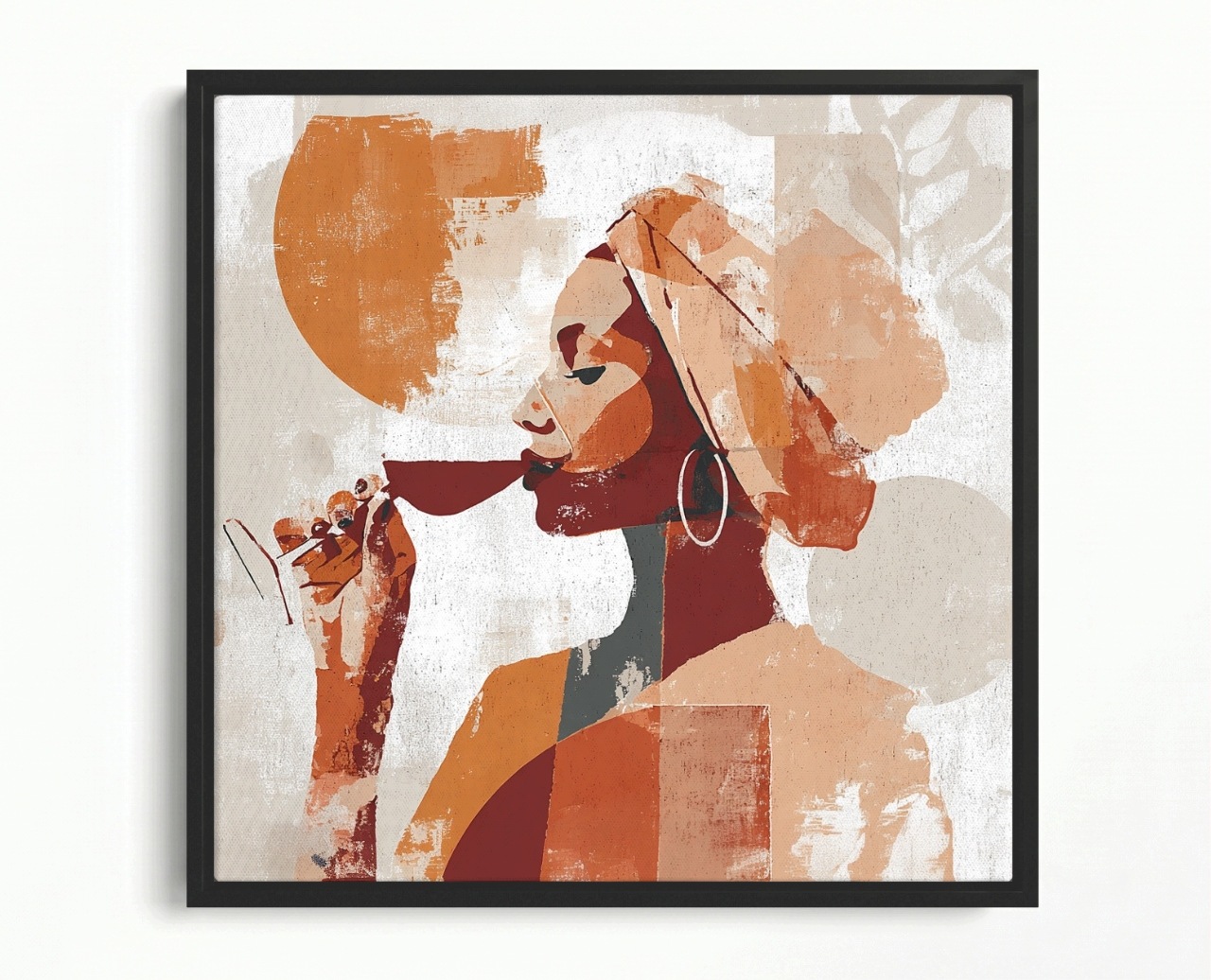 Obraz Rám Americký Box Abstrakce Žena Profil Portrét Víno Boho 80x80