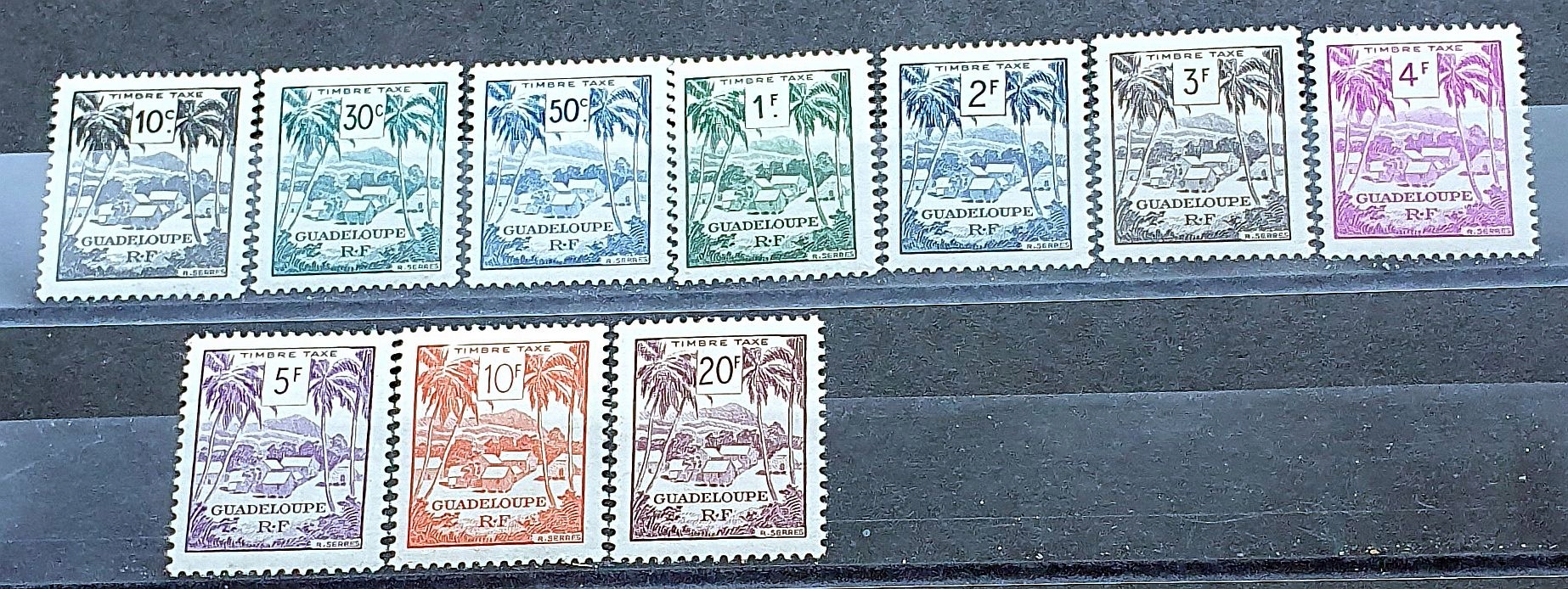 KOLONIE FRANCUSKIE GUADELOUPE ** 1947 MI 41-50 PORTO