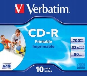 Verbatim Cd-r 52x 700MB 10P Jc Printable Azo 43325
