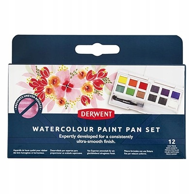 Akvarely v kostkách Paint Pan Set, Derwent, 12 barev