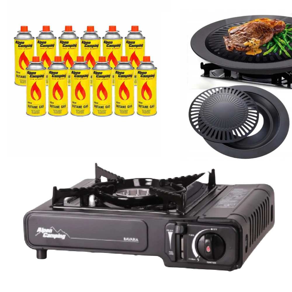 Plynový vařič 12 kartuší grilovací deska