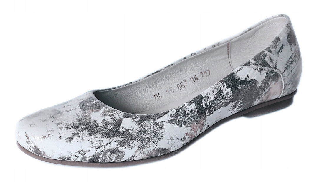 Kožené baleríny Dolce Pietro kůže nat bílé stříbrné baleríny polobotky 40