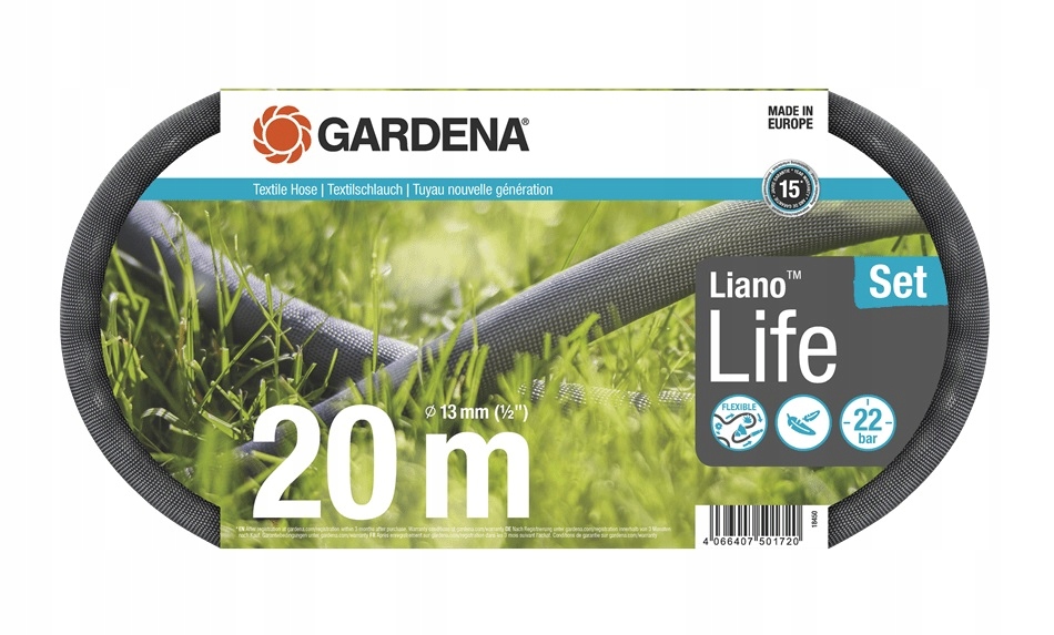 

Gardena Wąż tekstylny Liano Life 20 m zestaw