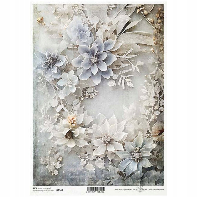 Papier Ryżowy do decoupage A4 R2343 zimowy bukiet, kwiaty