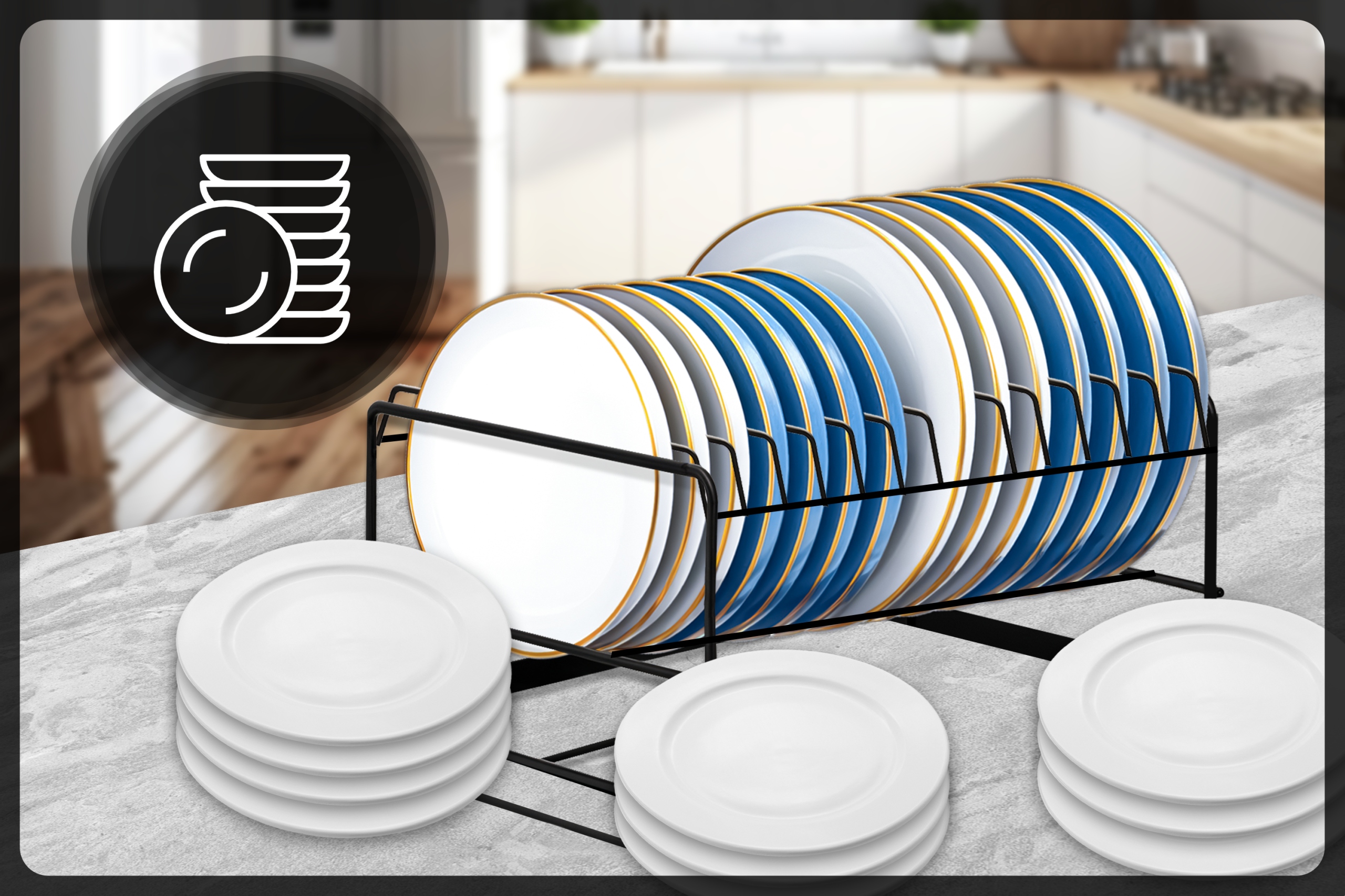 SUSZARKA DO NACZYŃ DWUPOZIOMOWA POJEMNA DUŻA OCIEKACZ + POJEMNIK NA SZTUĆCE Marka Gockowiak