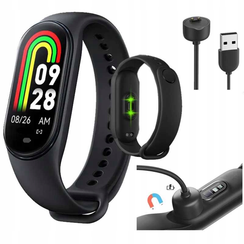 SMARTWATCH SMARTBAND M8 OPASKA PULSOMETR KROKI SMS Kolor czarny