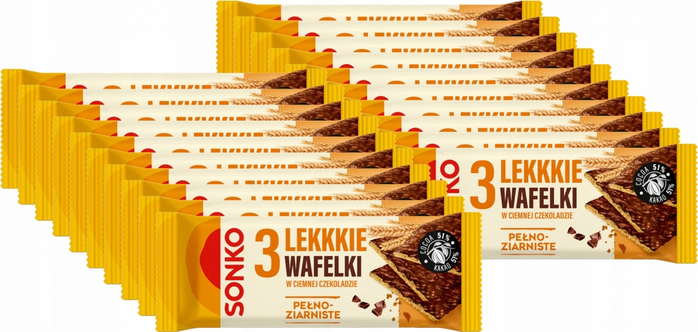Sonko Lekkie Wafelki Pełnoziarniste Czekolada 36g x22