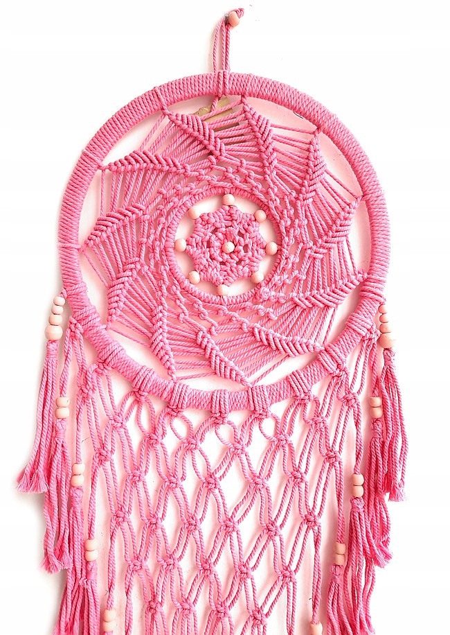 PIĘKNY ŁAPACZ SNÓW/RÓŻ/ BOHO /KORONKA/szydełko Marka Orient