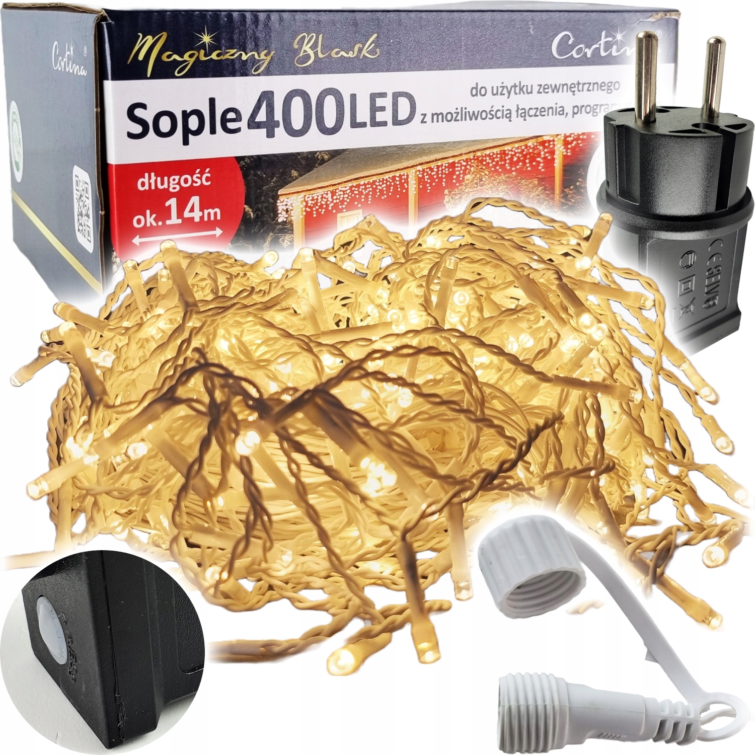 LAMPKI SOPLE 400LED WEW/ZEW 8 FUNKCJI WISZĄCE 14M