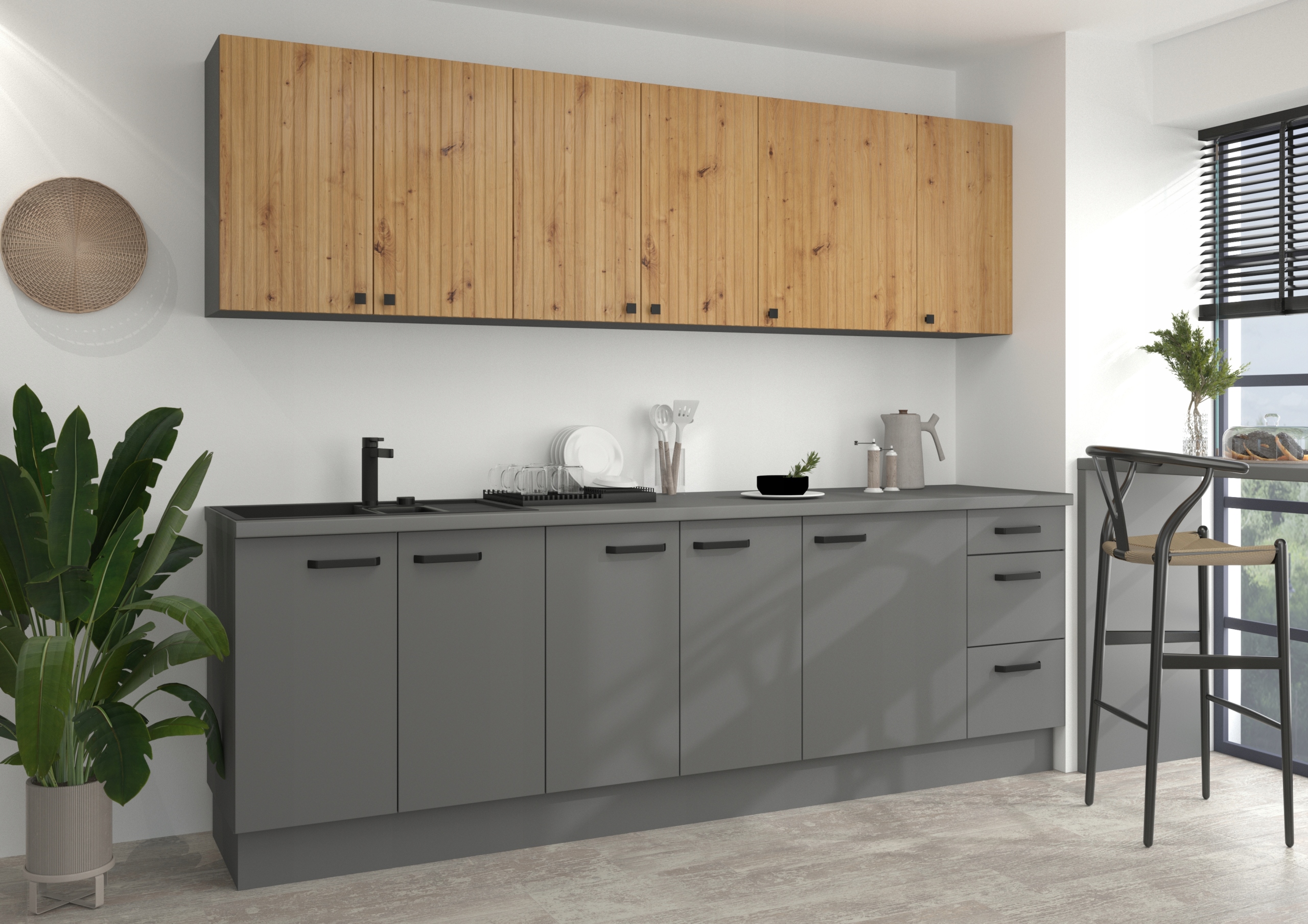 Szafka kuchenna górna otwarta 15x90 VIVA antracyt Głębokość mebla 29 cm