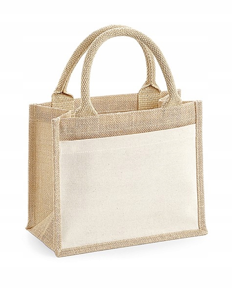 

Torba Z Juty Mini Z Bawełnianą Kieszenią 26x22x14