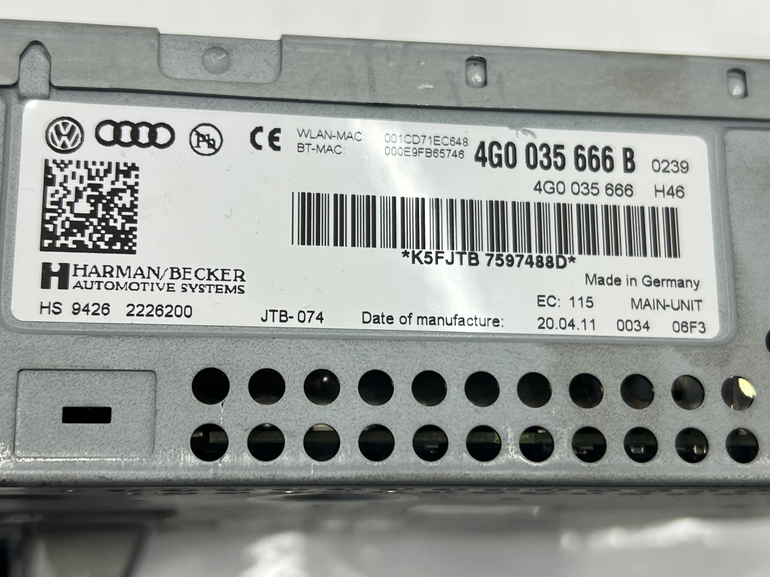 Audi A7 4G player navigation devices MMI 4G0035666B EUROPA