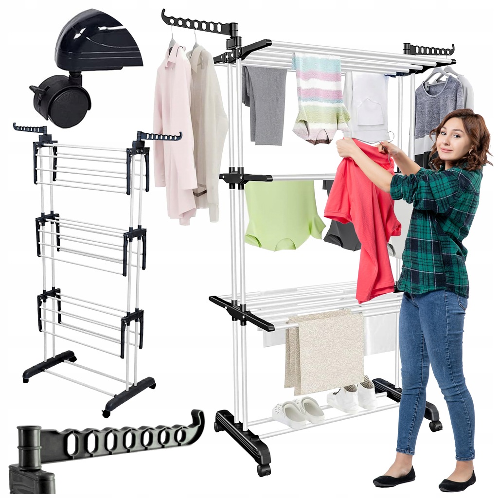 Levně Sušák na prádlo oblečení spodní prádlo vertikální velká XXL kovová Bílá