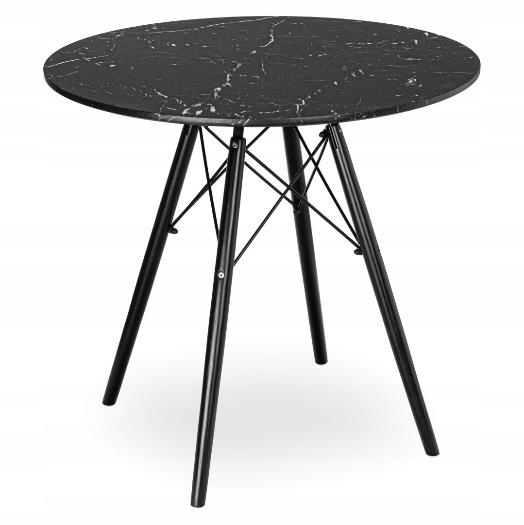 Stolek kulatý Paris Black Dtw 80 cm mramor černý