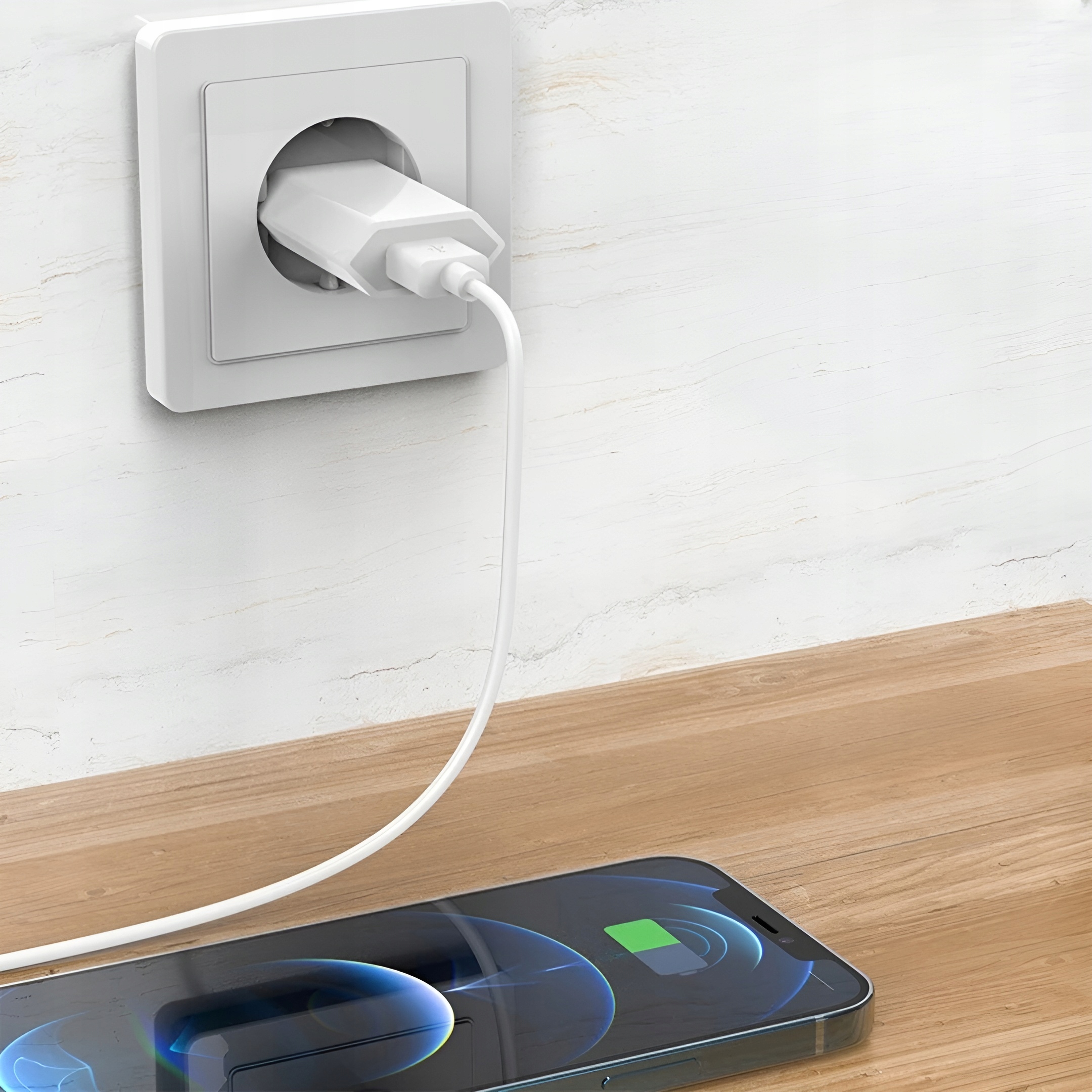 ŁADOWARKA SIECIOWA USB 1A KOSTKA WTYCZKA ZASILACZ DO SMARTWATCHA APARATU Kolor biały