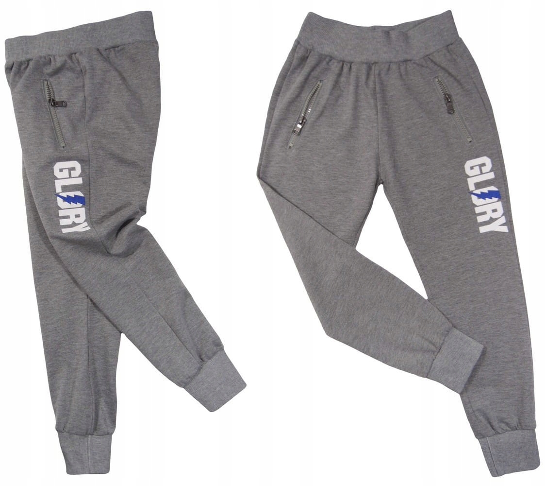 SPODNIE dresowe chłopak 254 GLORY 12-146/152 melan