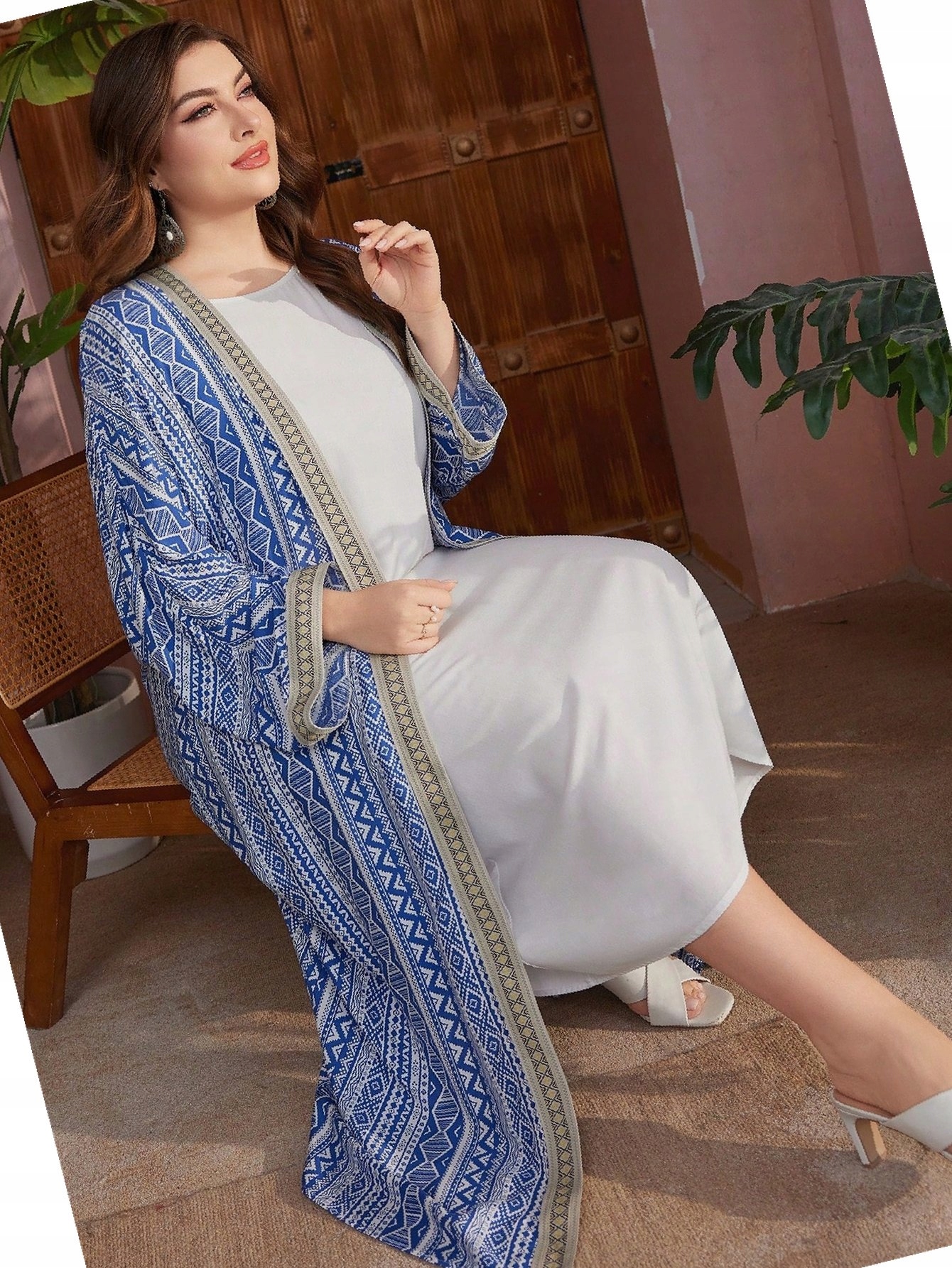 Šaty z Viskózy Casual v arabském stylu Dvoudílná 3XL 46