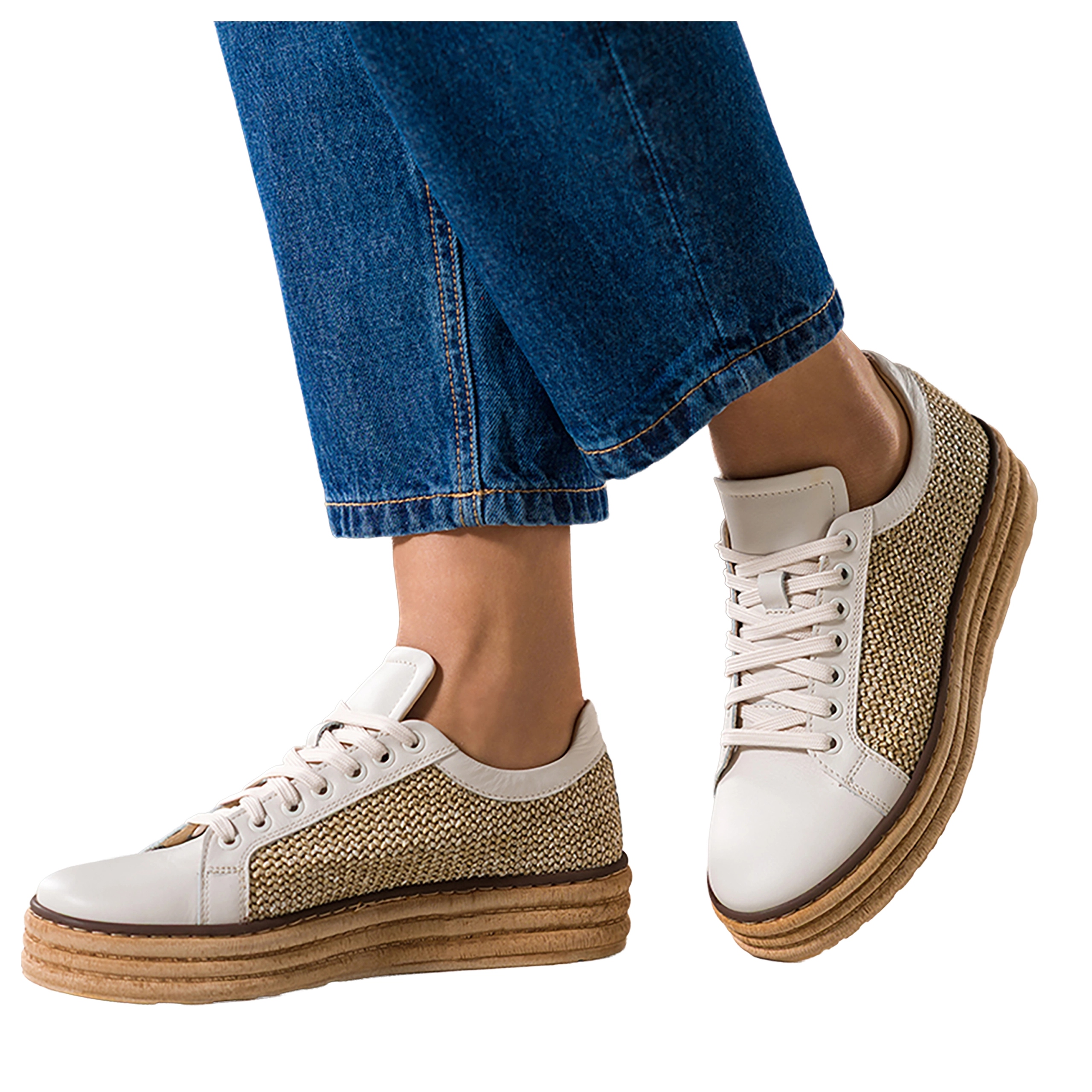 Sneakersy Béžové Dámské Kožené Sportovní Pletené Šněrovací Modní vel. 39