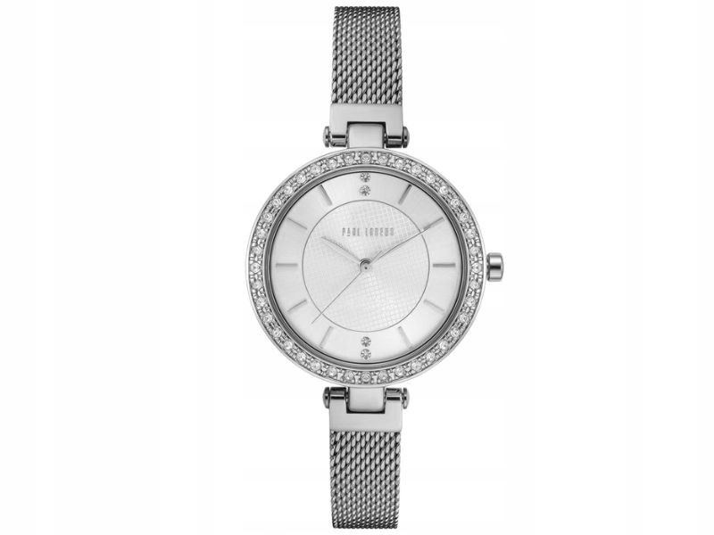 Ocelové dámské hodinky na tenkém náramku se zirkony, bílý ciferník