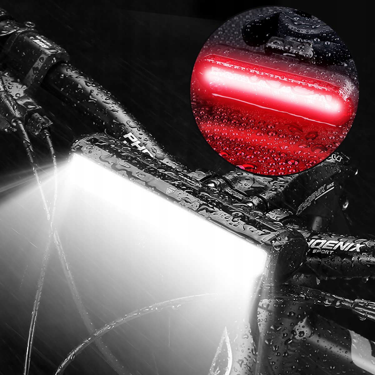 LAMPKA ROWEROWA PRZÓD TYŁ ZESTAW DO ROWERU LED USB 2600 LUMENÓW 8000 mAh Źródło światła dioda LED