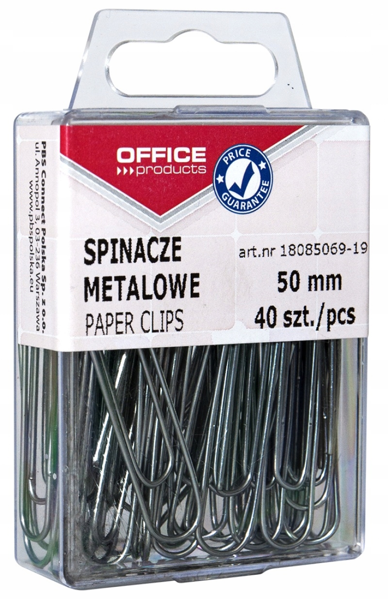 

Spinacze metalowe 50mm 40szt biurowe okrągłe