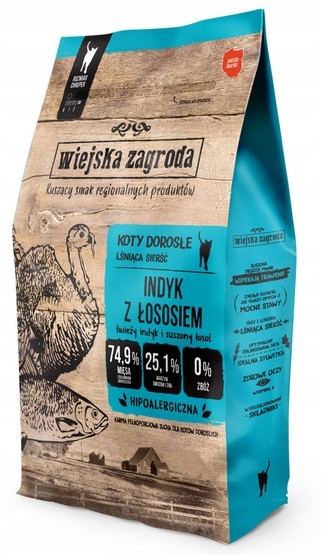Levně Wiejska Zagroda Kočka – Krůta s lososem 5 kg