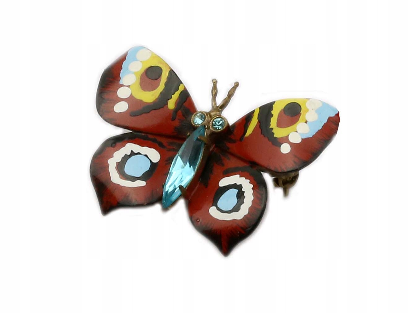 

broszka motyl niebieski kolorowa trwała vintage