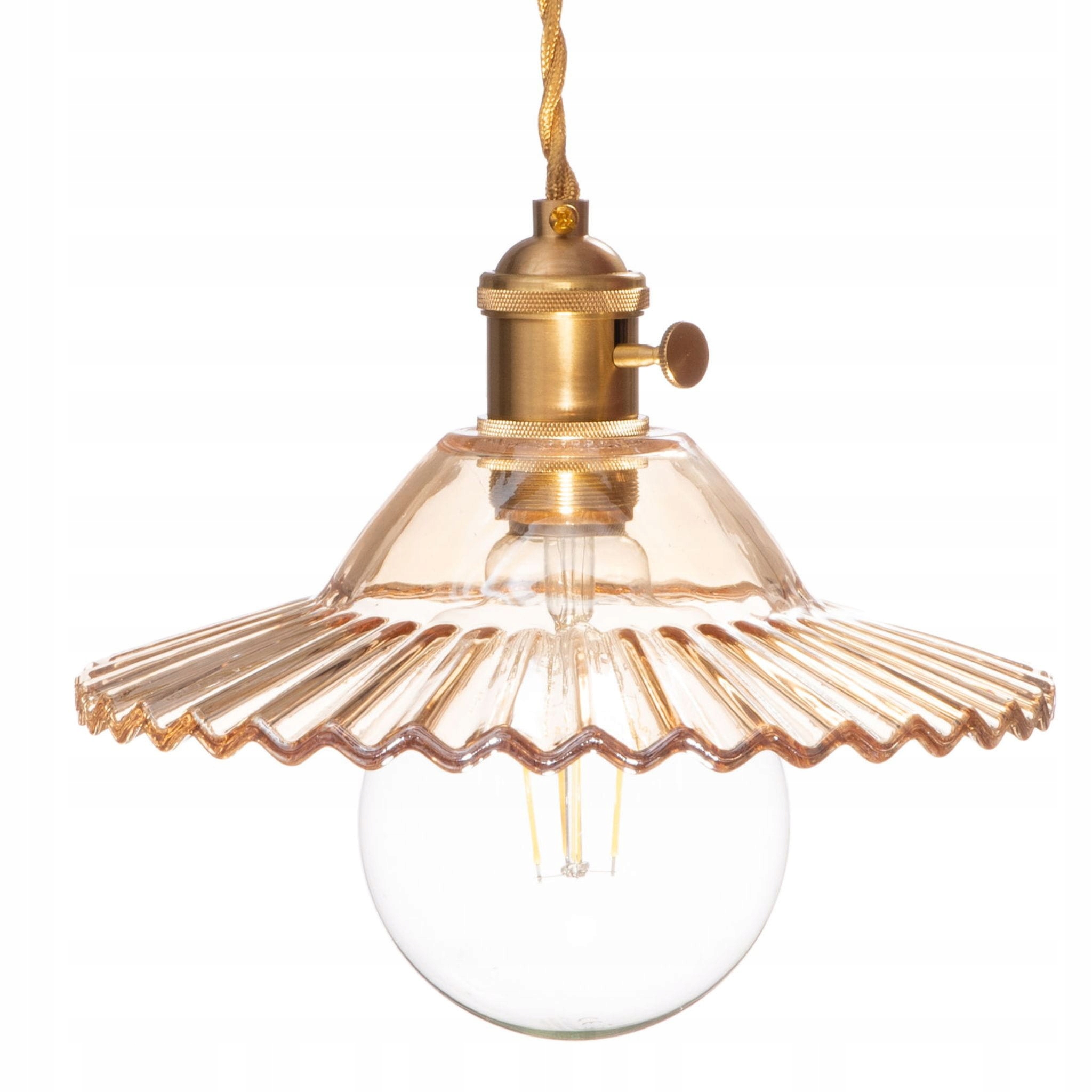 Lampa wisząca szklana płaska Balerina bursztynowa