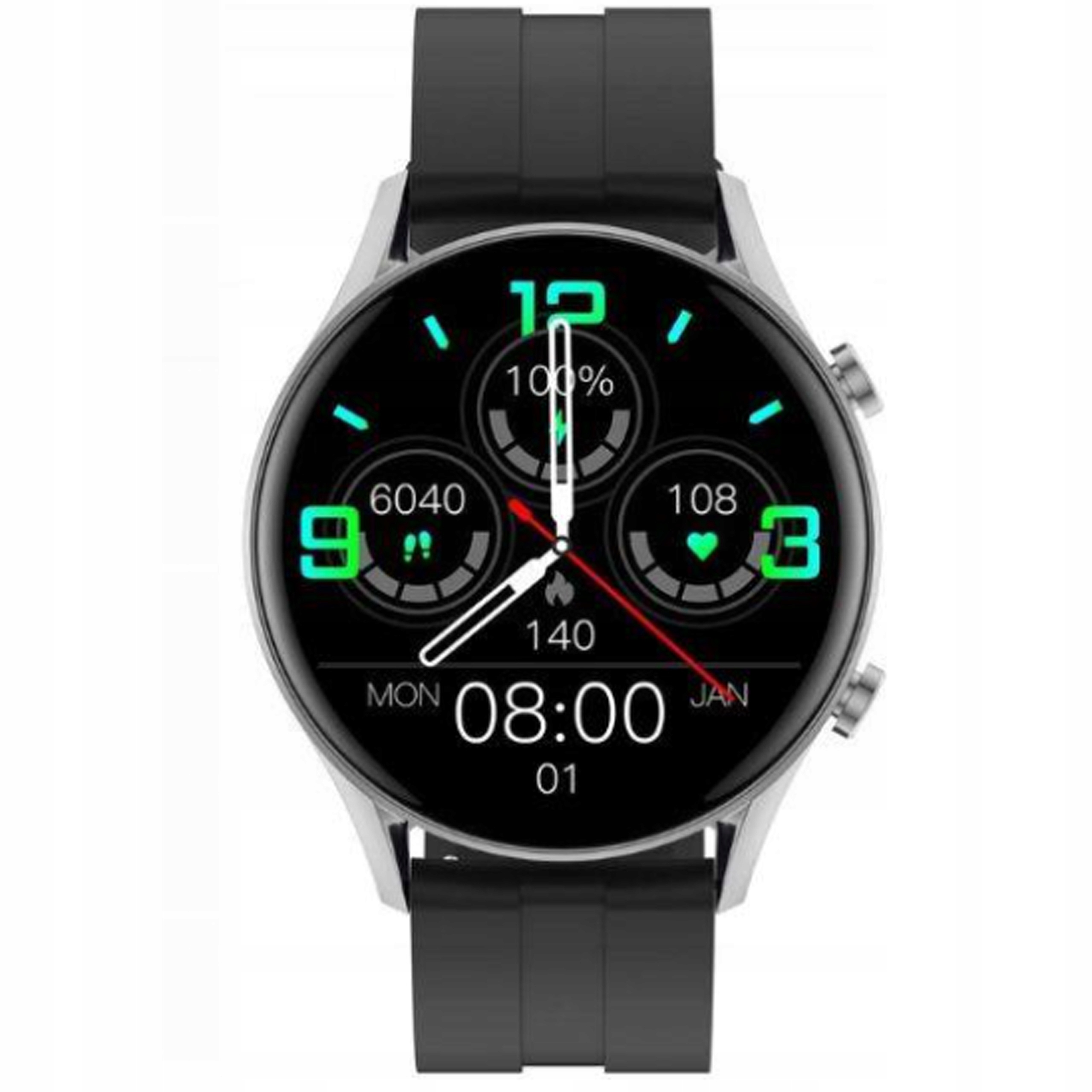 Chytré Hodinky černý silikonový pásek stříbrné pouzdro efektní jako dárek