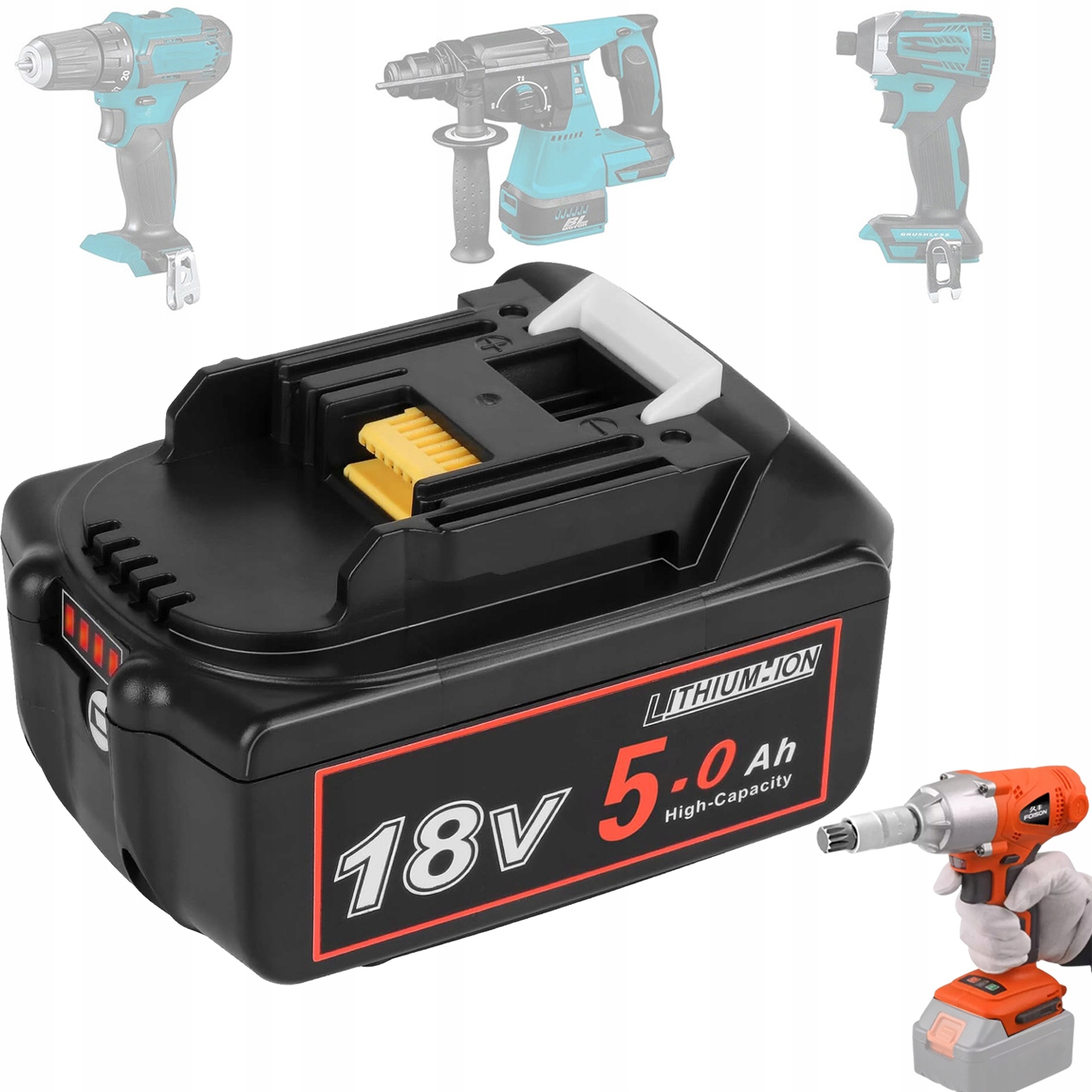 Akumulátor Baterie Pro Makita 5AH Náhrada 18V BL1860 BL1850 S Led