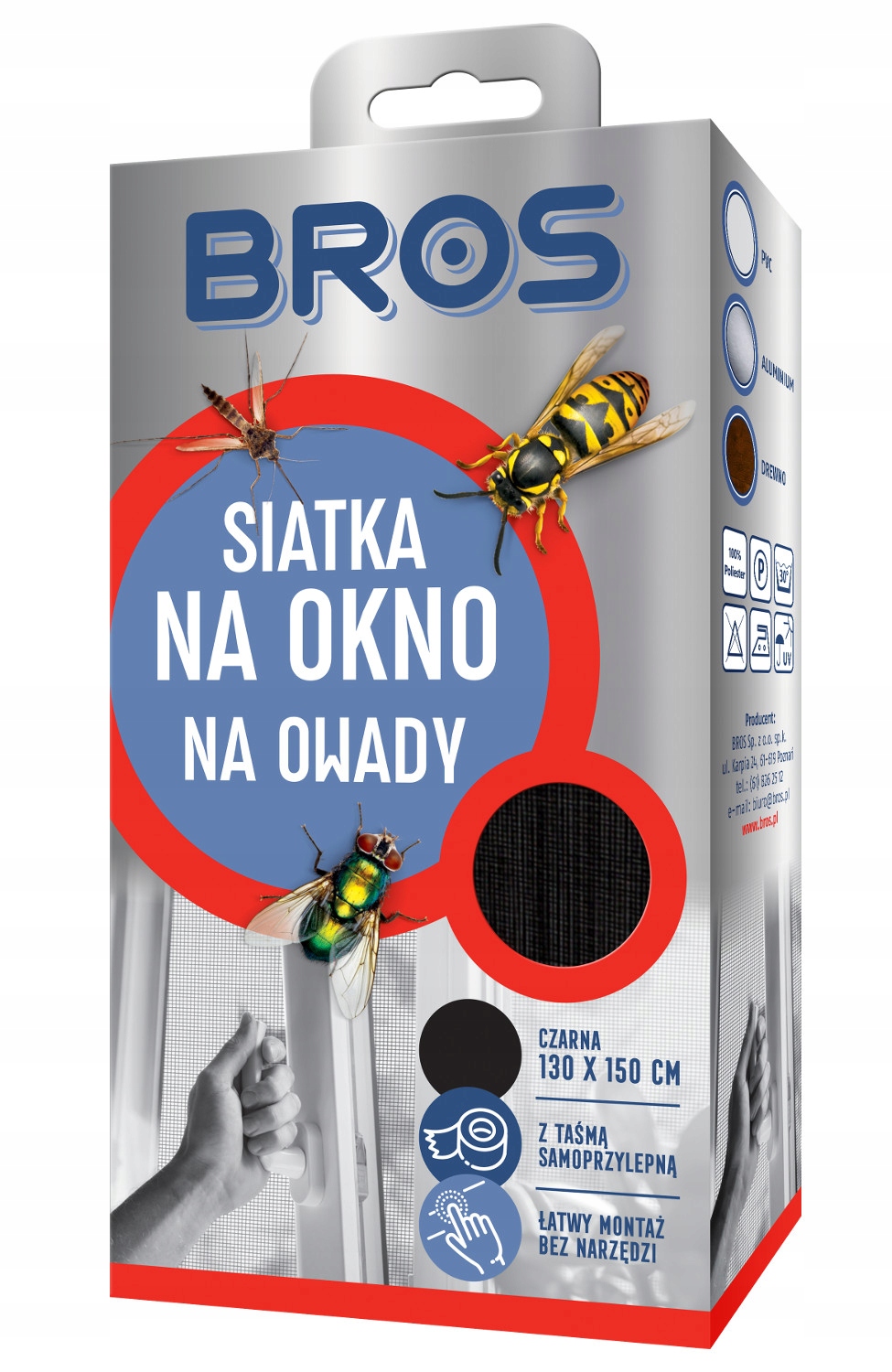 

Moskitiera Siatka Na Okno Na Owady 130x150 Czarna
