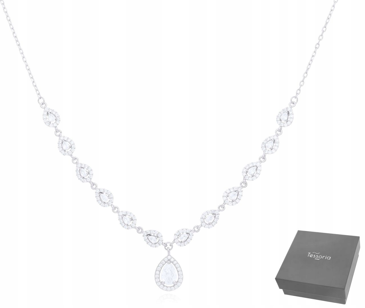 Stříbrný Náhrdelník Elegantní Elegantní Stříbro Zirkony ryzost 925 Stříbrno Rhodium
