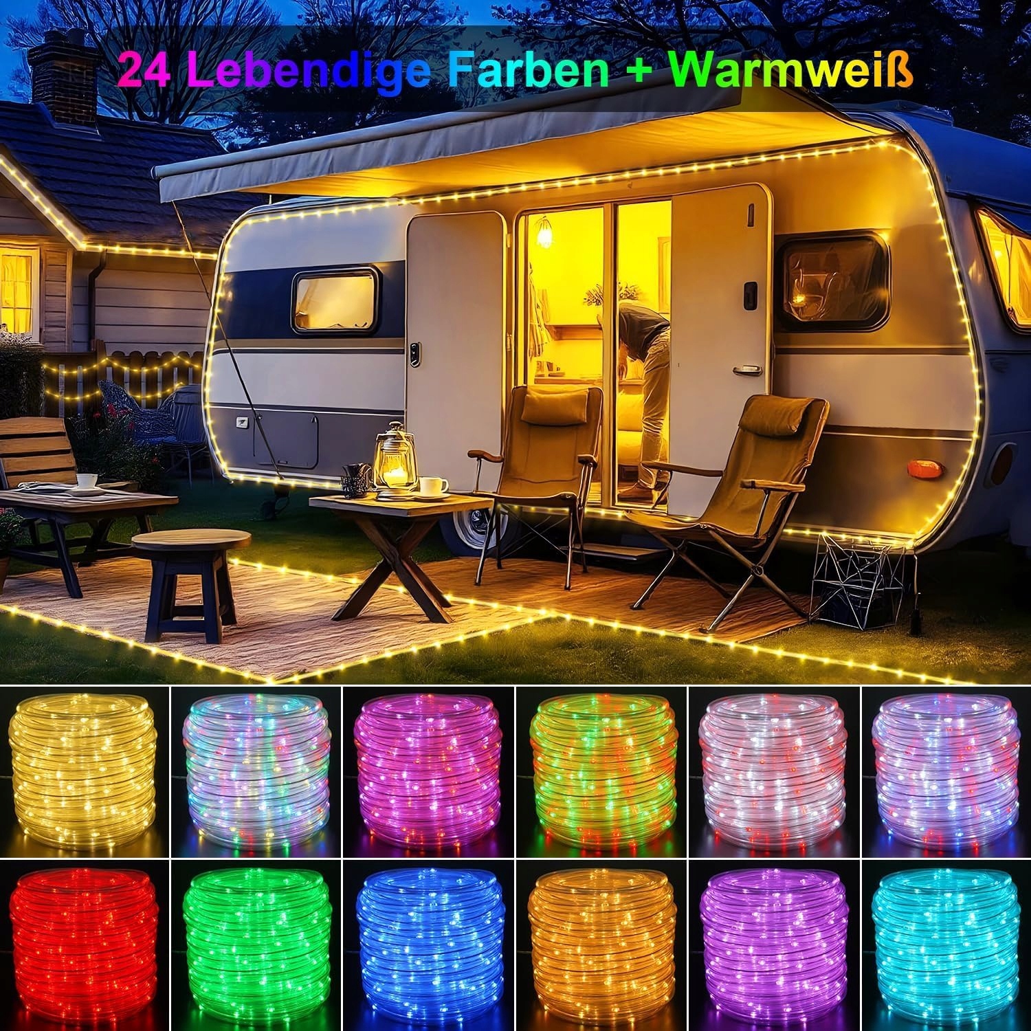 STARRYEVER 15M LED ŚWIATŁA ZEWNĘTRZNE IP68 25 KOLORÓW PILOT — miniatura 2
