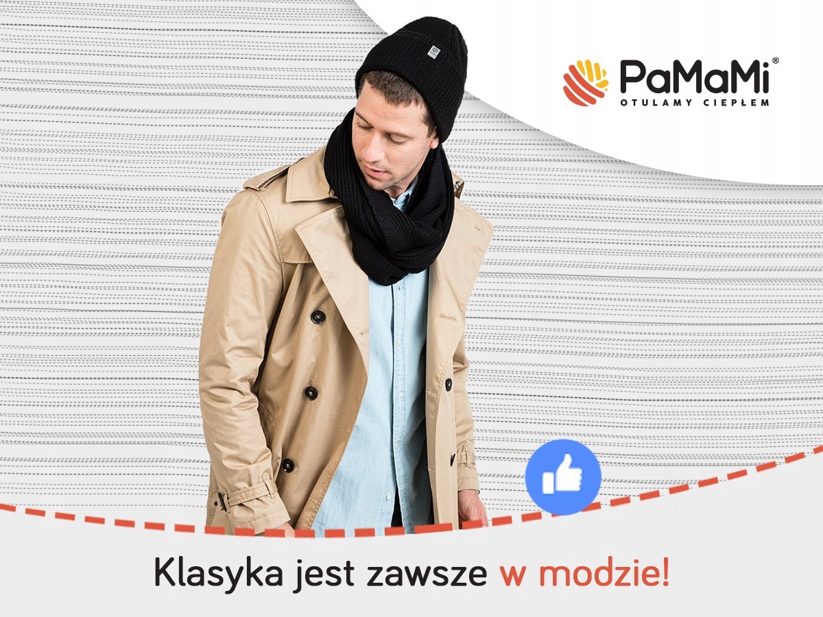 KOMIN MĘSKI ZIMOWY tuba PAMAMI granat luźny 15100 Model 15100