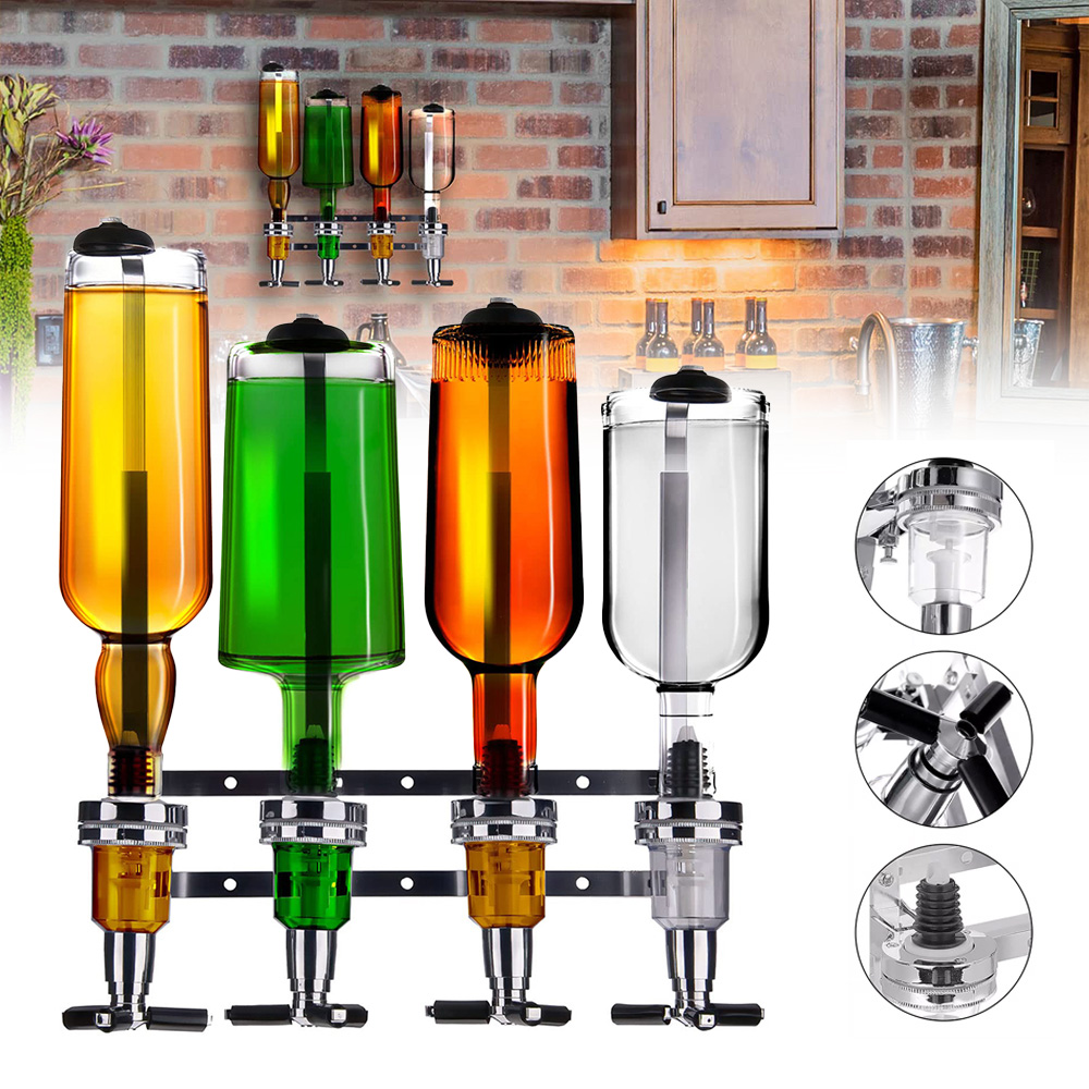 Dávkovač na alkohol a nápoje na 4 nástěnné lahve 36 x 11,5 x 36 cm