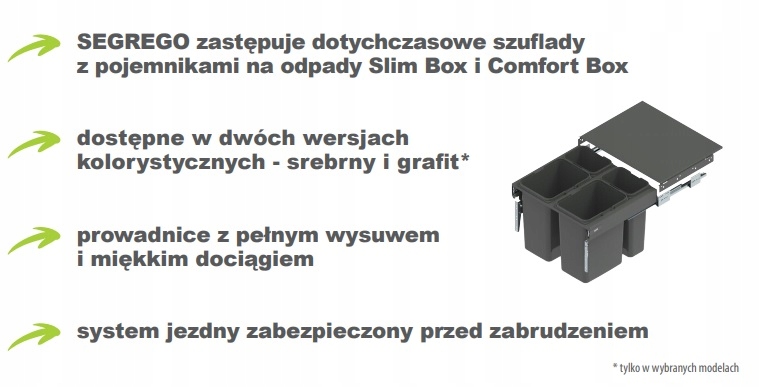 sortownik szuflada segrego pojemnik 80 h 32 l- 48 Rodzaj kosz