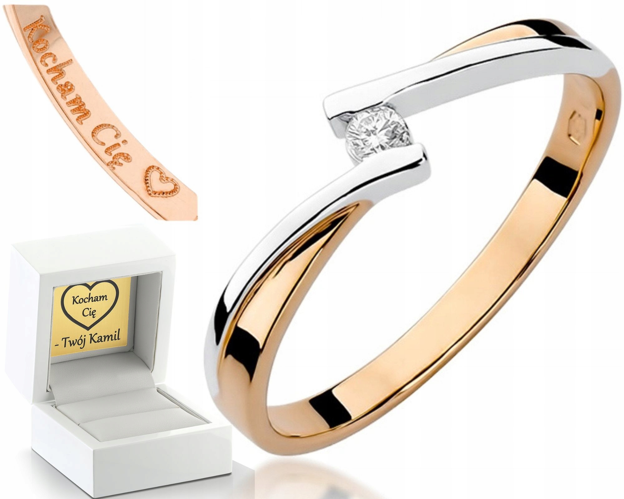 Prstýnek S Briliantem Z Růžového Zlata S Gravírování