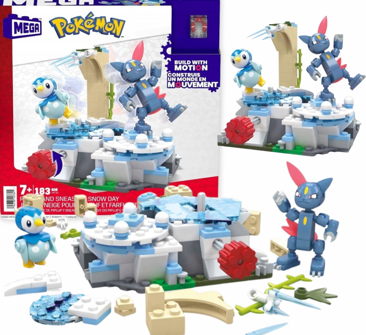 MEGA CONSTRUX KLOCKI POKEMON ŚNIEŻNY DZIEŃ PIPLUPA I SNEASELA 183EL +GRATIS