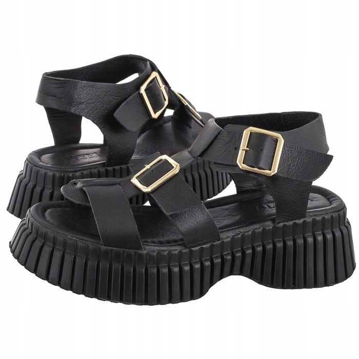 Kožené sandály na platformě Venezia černé 170GM03 černé
