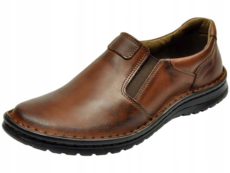 MĘSKIE POLSKIE MOKASYNY SKÓRZANE 515 RUDY 42 Materiał wkładki skóra naturalna