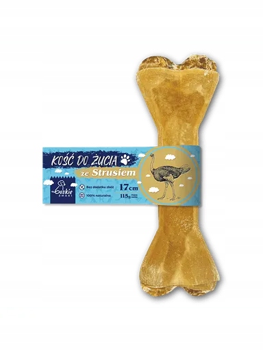 4 x Boskie Smaki Žvýkací kost s pštrosem pro psa 17 cm 115 g