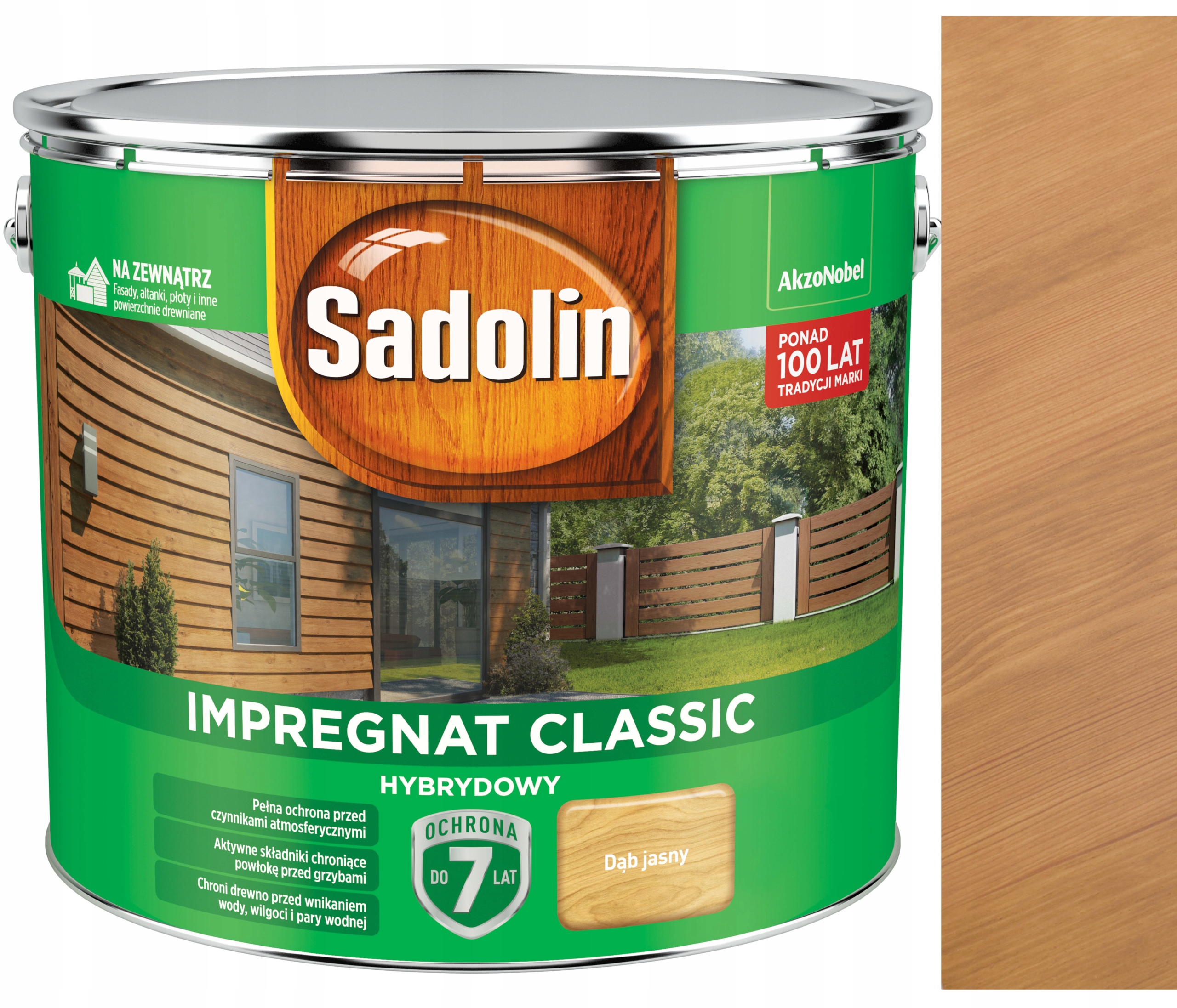 Akzo Sadolin Impregnat Classic Hybrydowy 7 lat ochrony Dąb Jasny 9L
